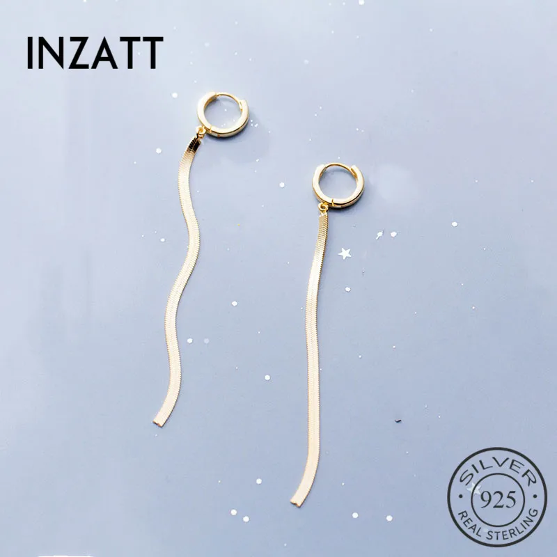 INZATT, настоящее 925 пробы, серебряные, минималистичные, круглые серьги-кольца с кисточками, для модных женщин, вечерние, хорошее ювелирное изделие,, аксессуары