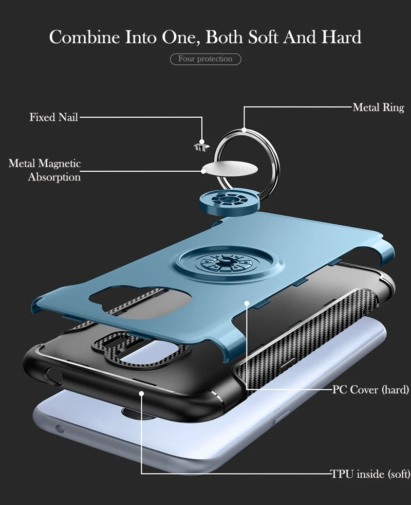 Kinstand Casse For Samsung Galaxy Note 9 8 S10 Lite S9 Plus S8 S7 A6 A9 C8 J7 A8 Star Finger Ring Car Magnet Covers |