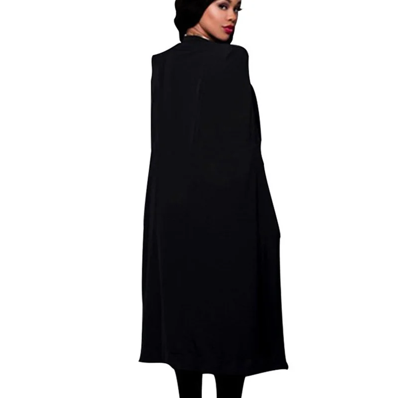 Loneyshow модное пальто-накидка Блейзер длинный плащ куртки черный белый цвет