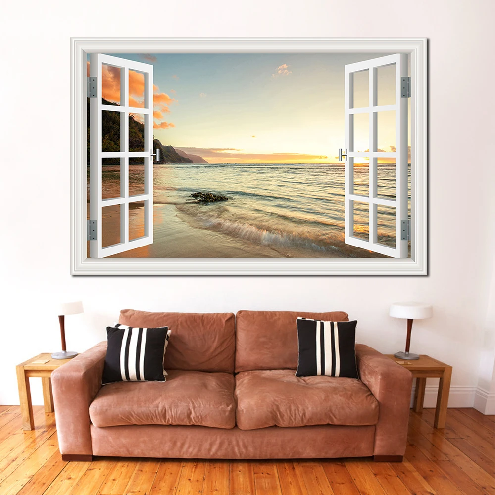 Современное настенное искусство съемная наклейка зеркальный вид 3d Наклейка на