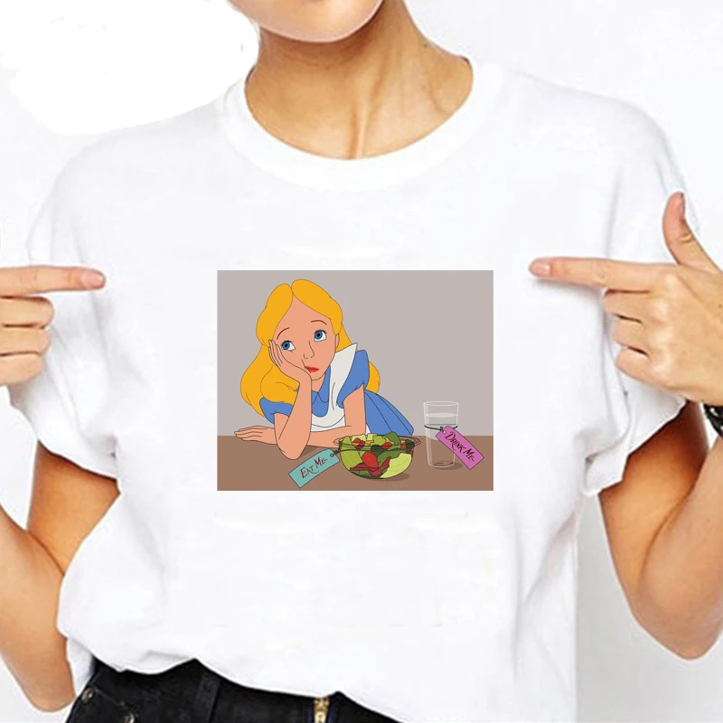 Новинка 90 s летняя футболка для девочек Женская забавная с рисунком Vogue принцессы