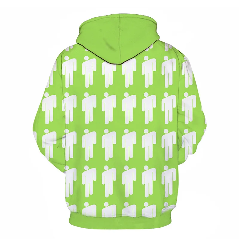 Молодежная певица Билли эйлиш 3D Харадзюку Толстовка для мужчин и женщин хип хоп