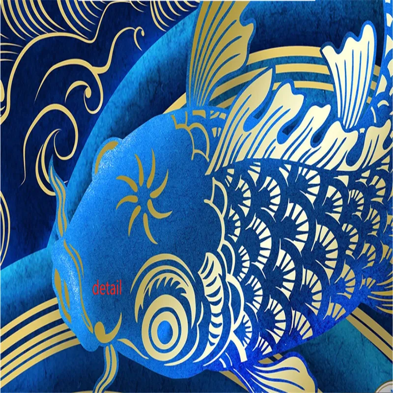 Роскошные китайские народные картины золотая линия спрей краны сосновые Koi фото