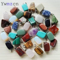 wholesale 36pcslot natural stone pendants mixed fashion point charms jewelry men earrings necklace accessories free shipping