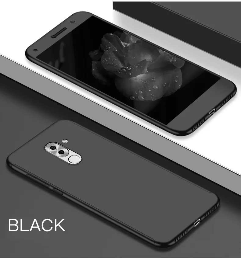 Black Роскошный 360 градусов чехол для huawei Honor 7 7C 8 8X Max 8A 9 i 10 Lite 5X 6X 7X противоударный полное покрытие для Honor V8 V9 играть V10 V20 - Цвет: Black