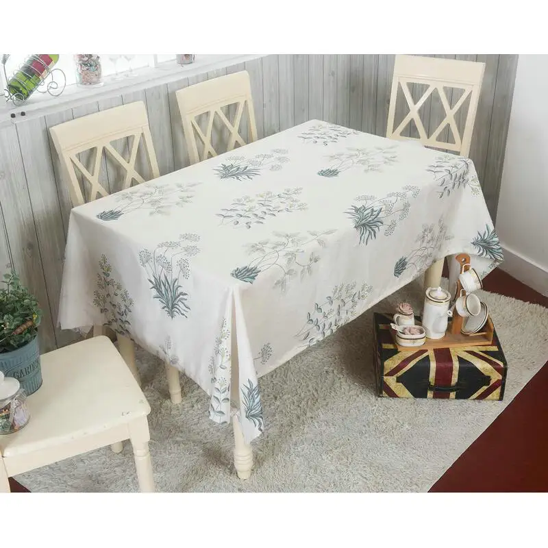 Скатерть из хлопка и льна для домашнего стола с цветочным принтом