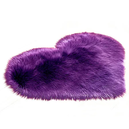 Purple 1 шт. шерсть имитация ковры из овчины искусственный мех нескользящие для спальни, ворсистый ковер гостиная коврики любовь сердце образный Круглый ковер#297508 - Цвет: Purple
