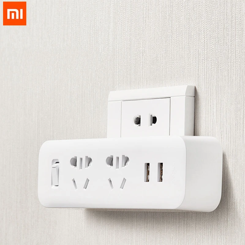 Original Xiaomi Mijia Power Strip Converter Portable Plug Travel Adapter for Home Office 5V 2.1A 2 Sockets USB Fast Charging | Электроника