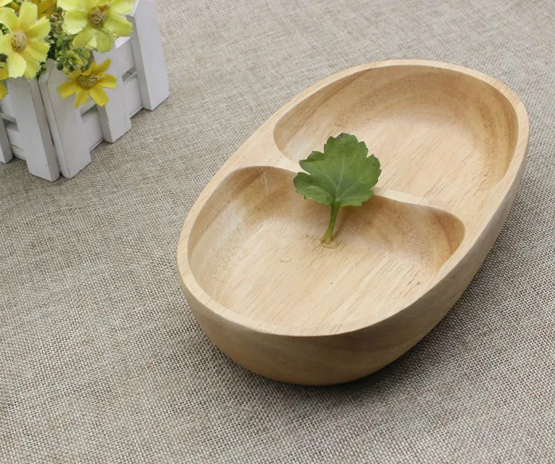 Экологичная Мода Дерево 2 отсека разделенный лоток Высокое качество деревянный