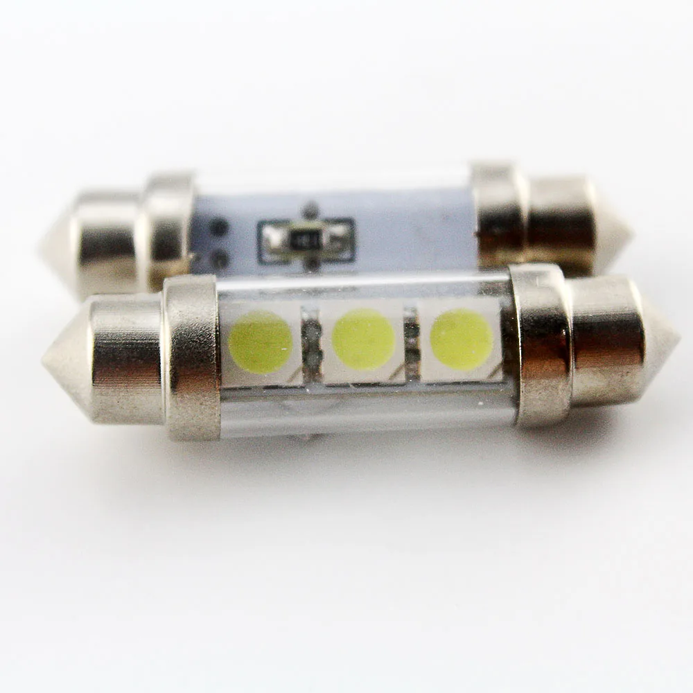 100 шт./лот 36 мм 39 41 C5W Festoon Dome 5050 3 SMD 3LED со стеклянной крышкой Авто интерьерная лампа