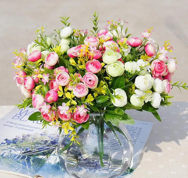 Весенние искусственные цветы мини чайная роза домашние Цветочные аранжировки