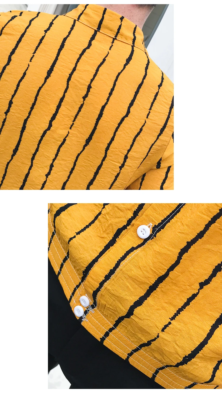 Рубашка мужская приталенная с рукавом 3/4 и двумя карманами сорочка в полоску