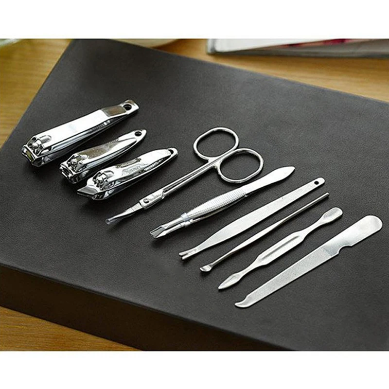 9 шт./компл. Nail Clipper триммер комплект ножницы для педикюра Пинцет Ножи уха Палочки