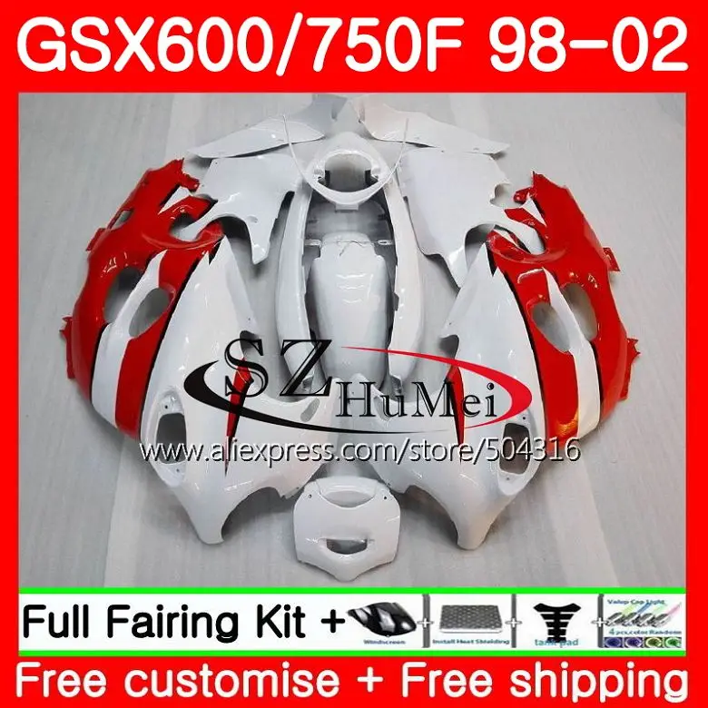 

Корпус для SUZUKI KATANA GSX600F GSXF 600 750 28SH.16 GSXF600 98 99 00 01 02 красный белый GSXF750 1998 1999 2000 2001 2002 обтекатели