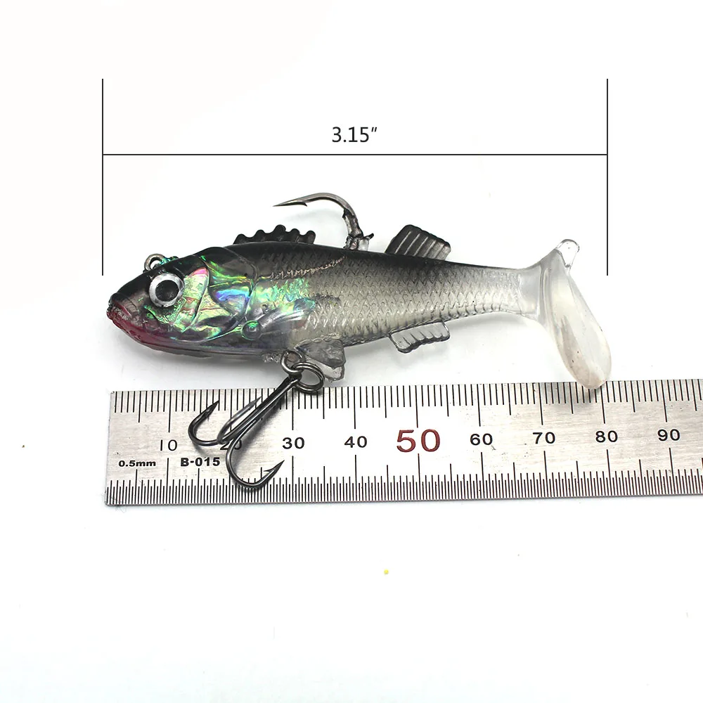 10 шт./лот 3D глаза ведущая рыболовная приманка с Т-образным хвостом мягкая двойные