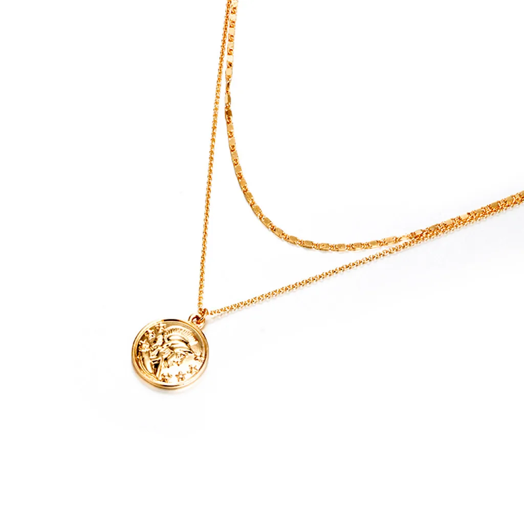 Модное ожерелье с подвеской женские ожерелья цепочка Дамская Ювелирная монета