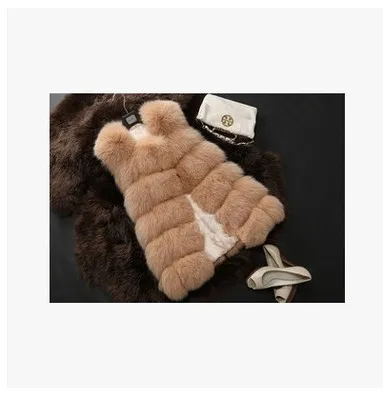 Женский жилет средней длины из искусственного меха однотонная Верхняя одежда