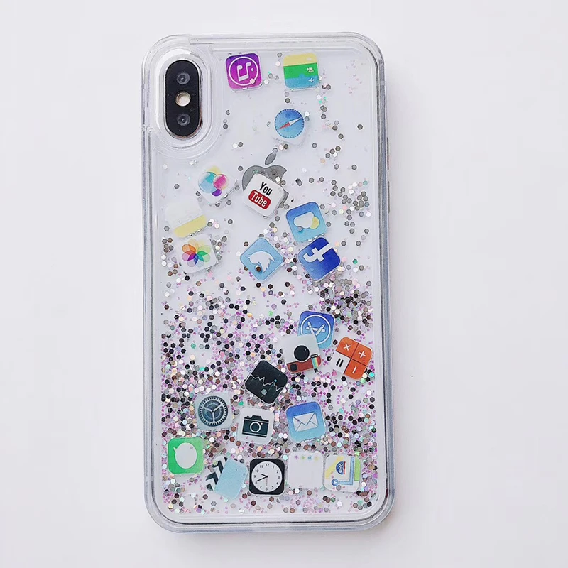 Чехол с приложением Quicksand для iPhone 6, 6 S, 7, 8 Plus, X, XR, XS Max, динамический жидкий жесткий чехол из поликарбоната, чехол с улыбающимся лицом, милый чехол для девочки, водонепроницаемый