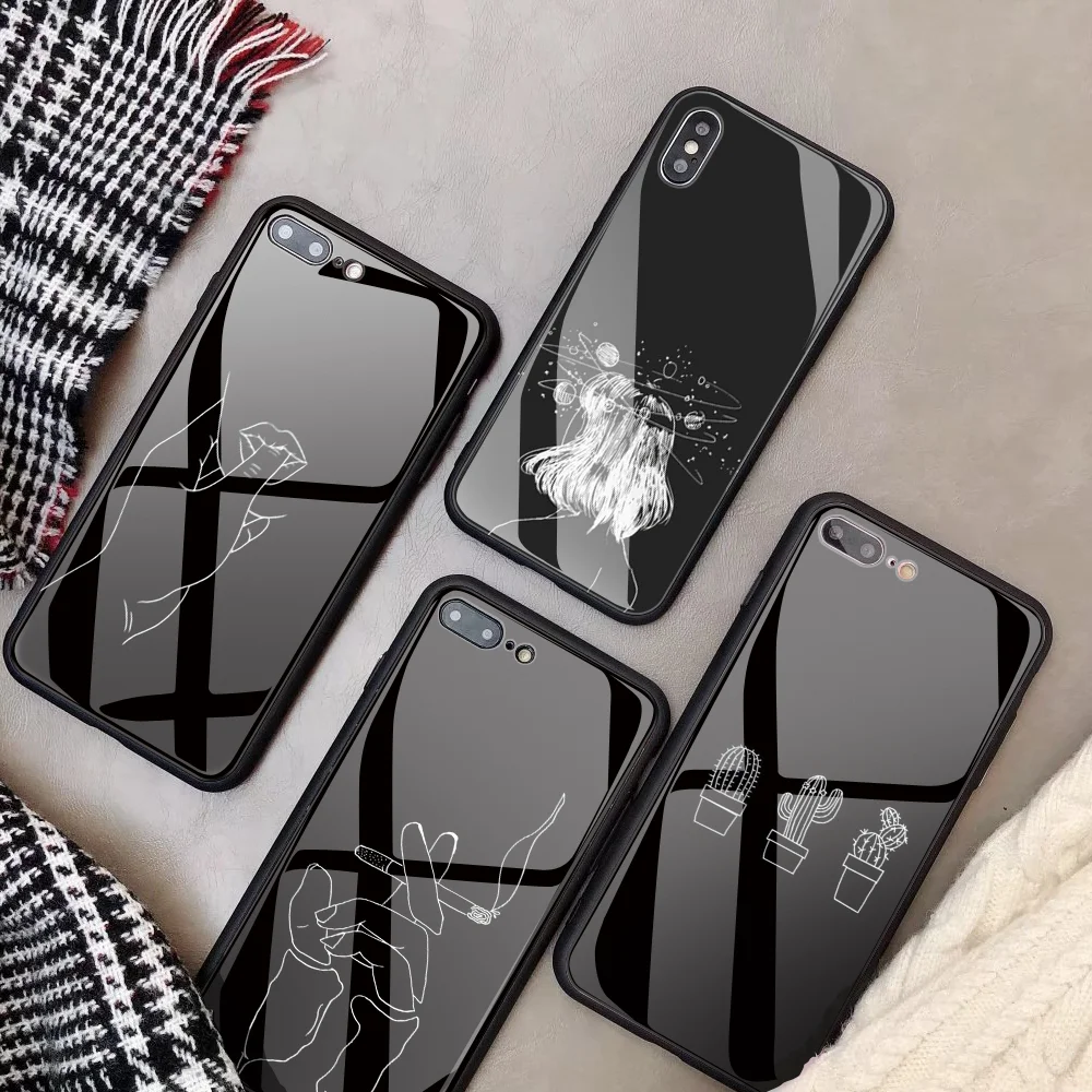 Заказной стеклянный чехол для телефона для iphone 11ProMax X 10 7 Plus 6s 6 capa DIY чехол из закаленного стекла для телефона для iphone XS 8 MAX XR 5 Simple