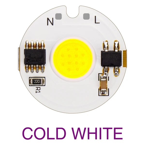 Cold White 5 шт. светодиодный чип COB лампа 9 Вт 7 Вт 5 Вт 3 Вт AC 220 В COB Чип диоды поверхности светильник для DIY Светодиодный точечный светильник потолочные светильник, холодный и теплый белый - Испускаемый цвет: Cold White