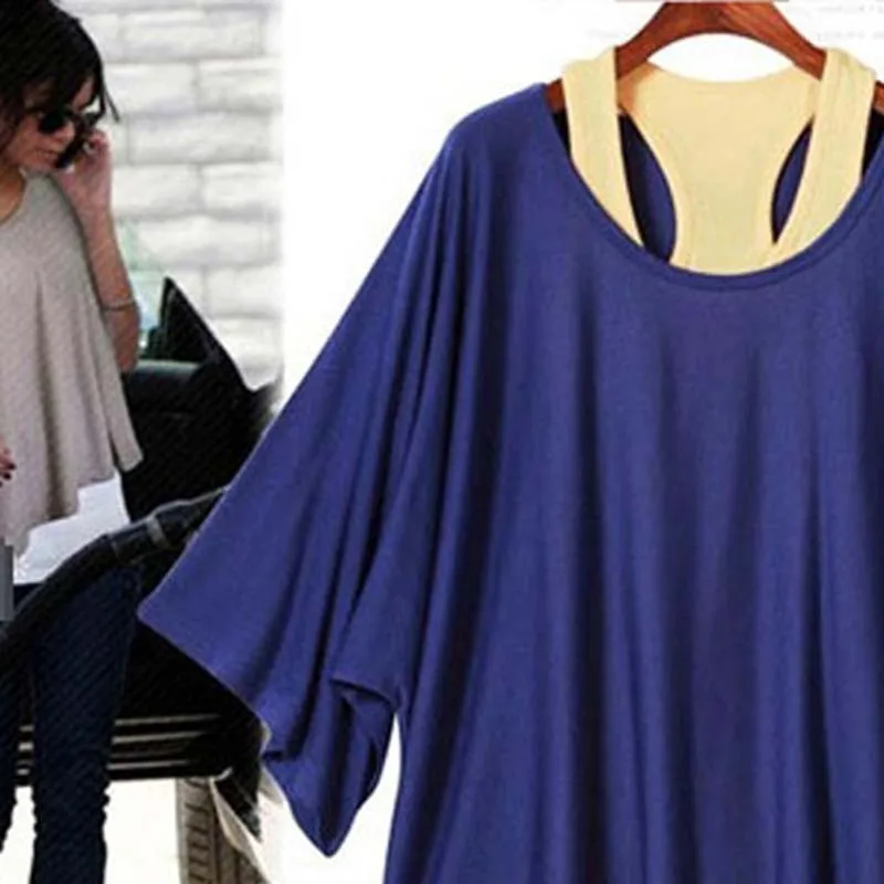 Рукав летучая мышь Футболка Новинка европейских и американских женщин рукав