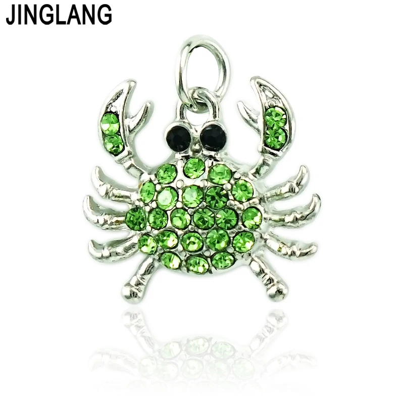 JINGLANG Оптовые Подвески 2 цвета Стразы Краб Животные DIY для ювелирных изделий