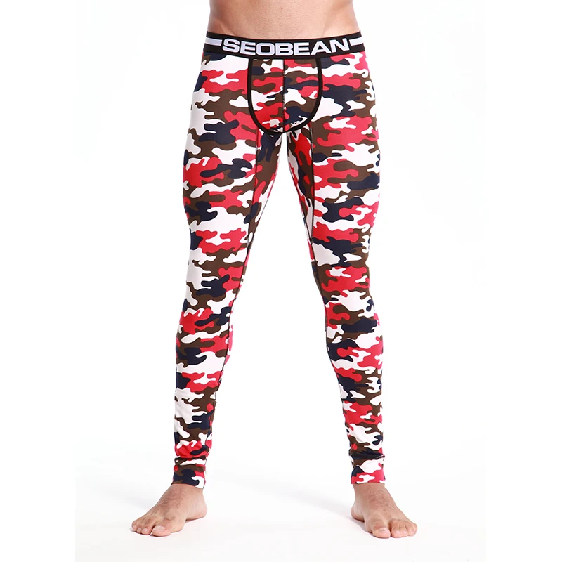 Men's Cotton Thermal Underwear Long John Camouflage Leggings  warm trousers pants underpants