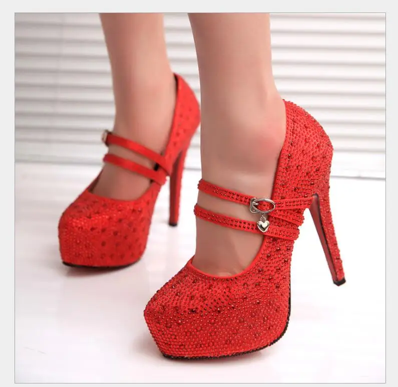 Женские туфли-лодочки на очень высоком каблуке красные свадебные туфли из