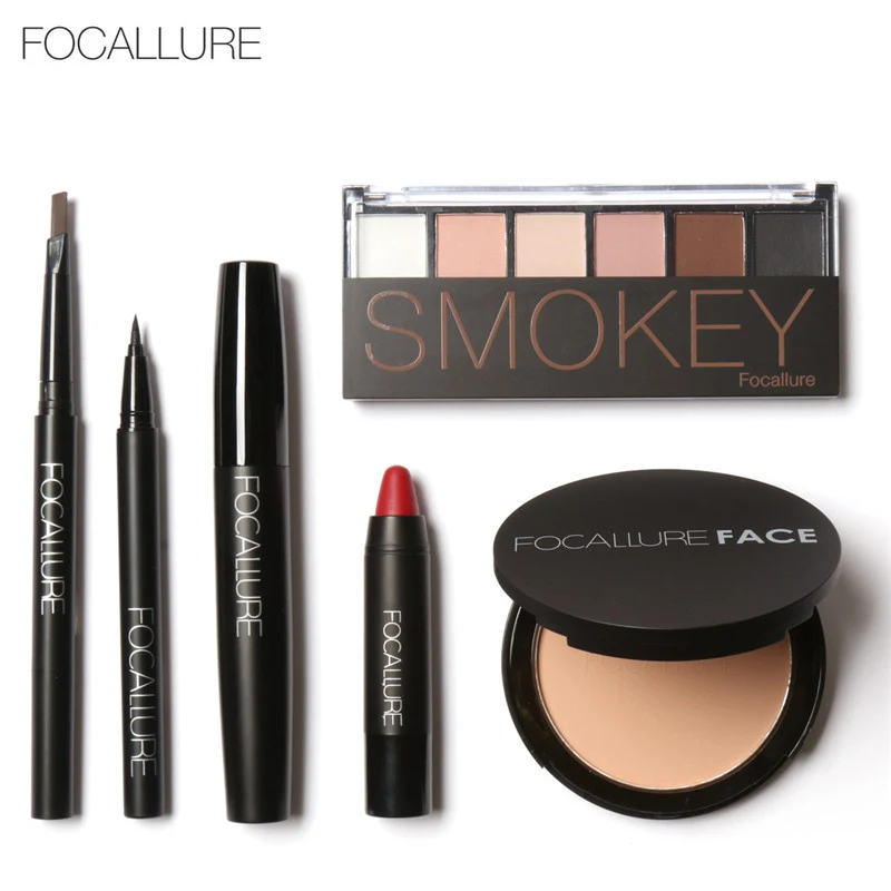 Наборы для макияжа Focallure 6 шт. тени век пудра карандаш бровей наборы губных помад