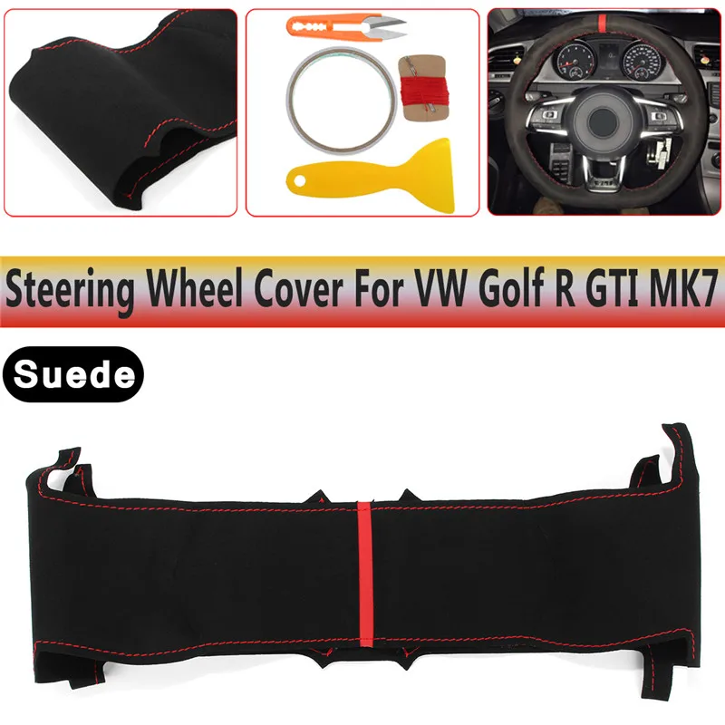 for GOLF GTI MK7 Кожаная обувь; замшевая обувь; обувь из кожаное рулевое колесо ручная вышивка крестом на Обёрточная Бумага Обложка для VW Golf R GTI MK7 Golf 4/5/6 MK5/6 Polo Passat B5/6 Alhambra - Название цвета: for GOLF GTI MK7