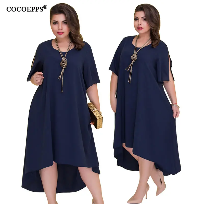 COCOEPPS 5XL 6XL Элегантные повседневные женские синие макси платья больших размеров нового размера плюс женская одежда Летний стиль длинное шифоновое платье