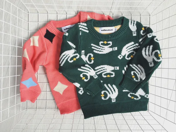 INS весна Зима Европа Дети бобо Пальцы линг шаблон свитер мальчик девочка с