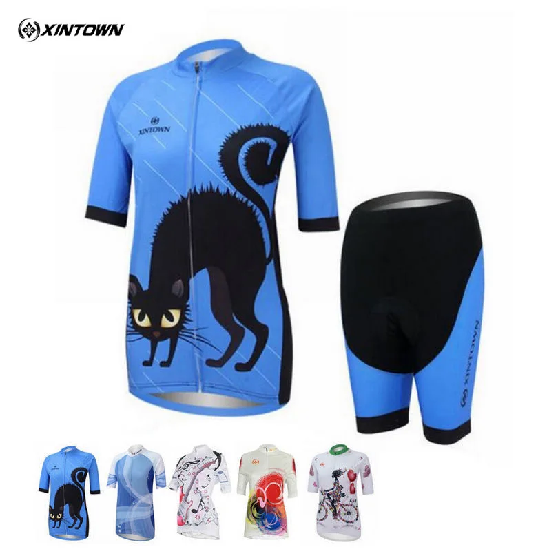 

XINTOWN Pro Team Outdoor Women's Cycling Jersey Ropa Ciclismo Gel Pad Bib Short Girls Sets MTB Bike Bicycle Clothing Set S-4XL