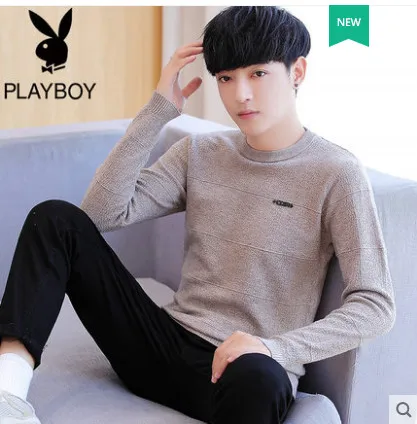 Playboy осенний свитер с длинными рукавами мужской круглый вырез студентов красивый джемпер толстовка - Цвет: Золотой