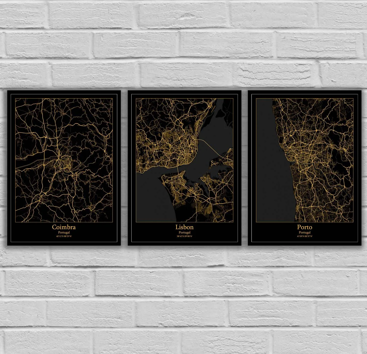 Coimbra Lisbon Porto Portugal Map Poster | Дом и сад