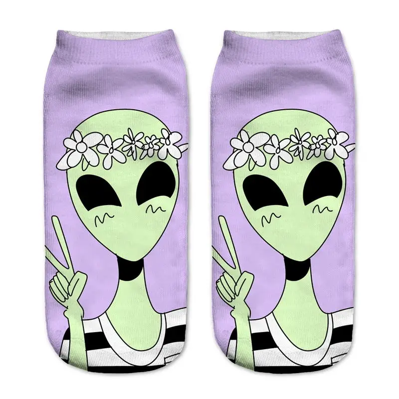 3D печать короткие носки wish you were werid Wiz чужой Носки для девочек Low Cut до лодыжки