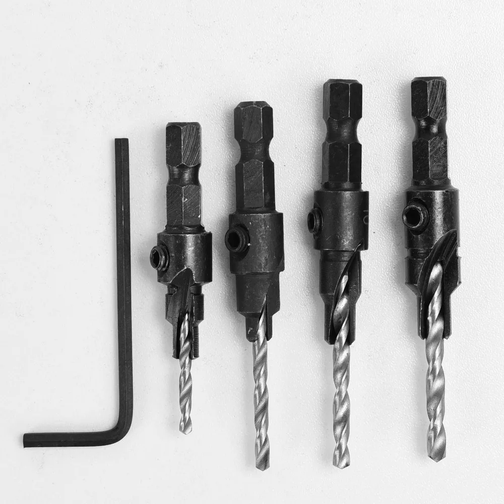 4 шт. HSS столярные зенковки сверло набор Деревообрабатывающие инструменты +