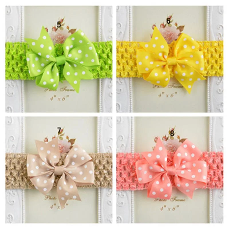 Infant Toddler Hair Accessory Polka Dot Bow decorate Baby Headband Stretchy Wraps |