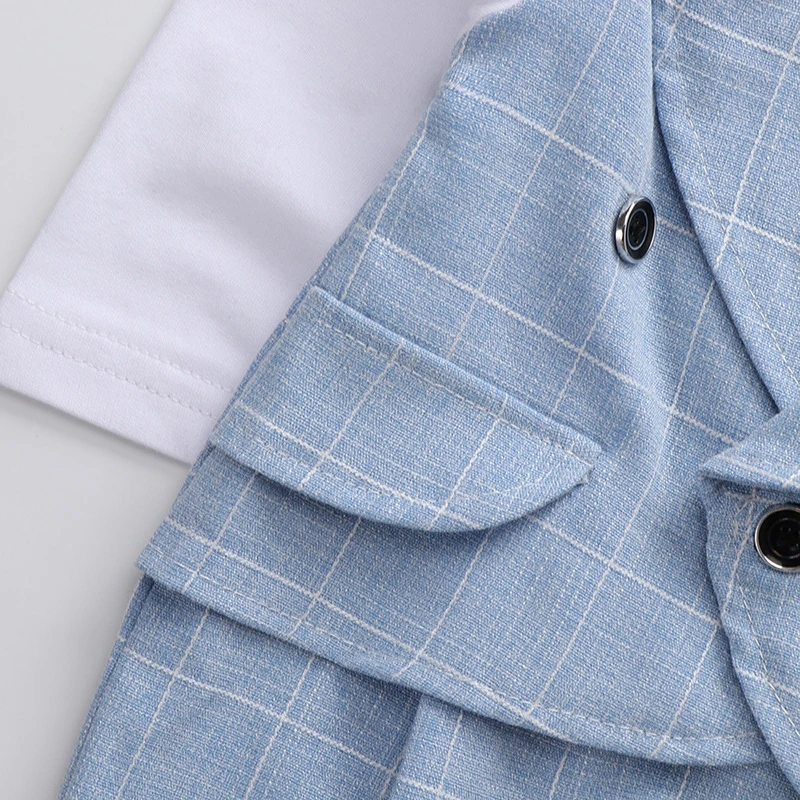 Модные комбинезоны с галстуком для маленьких мальчиков Цвет серый синий Сетка в