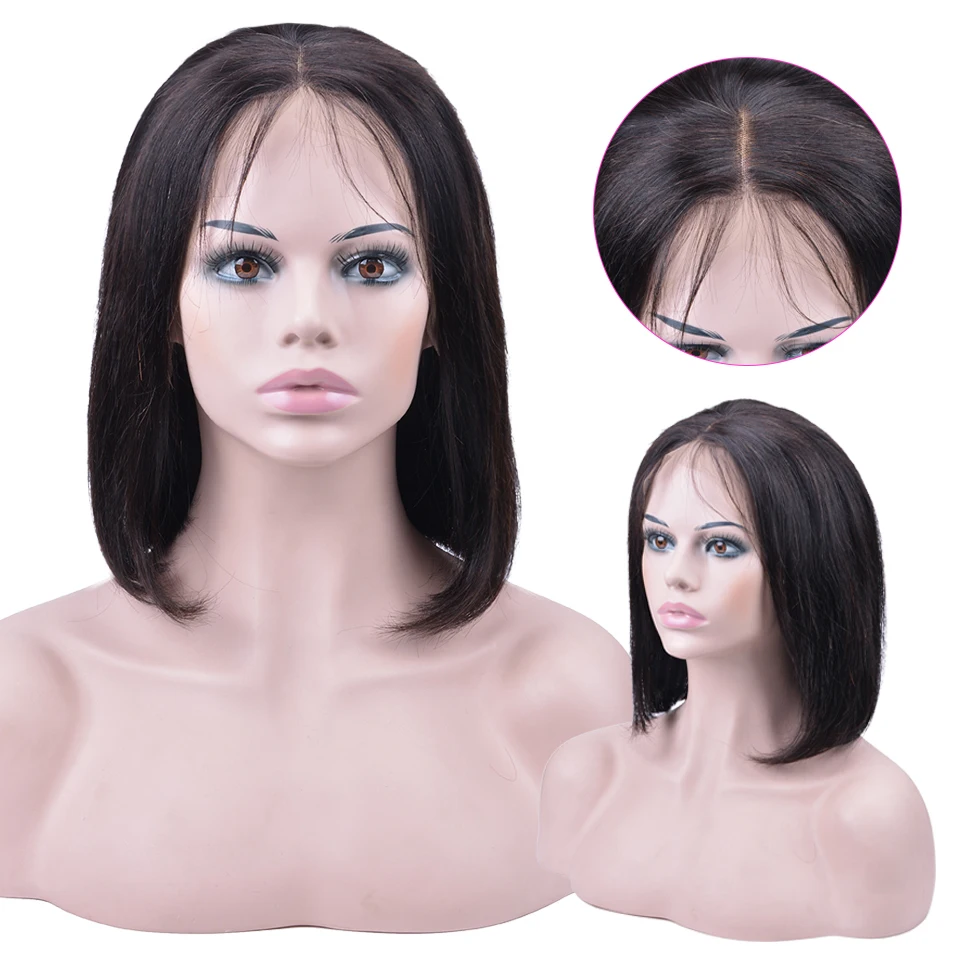 Short Lace Front Human Hair Wigs Bob Wig For Black Women Natural Color Brazilian Remy Free Shipping | Шиньоны и парики