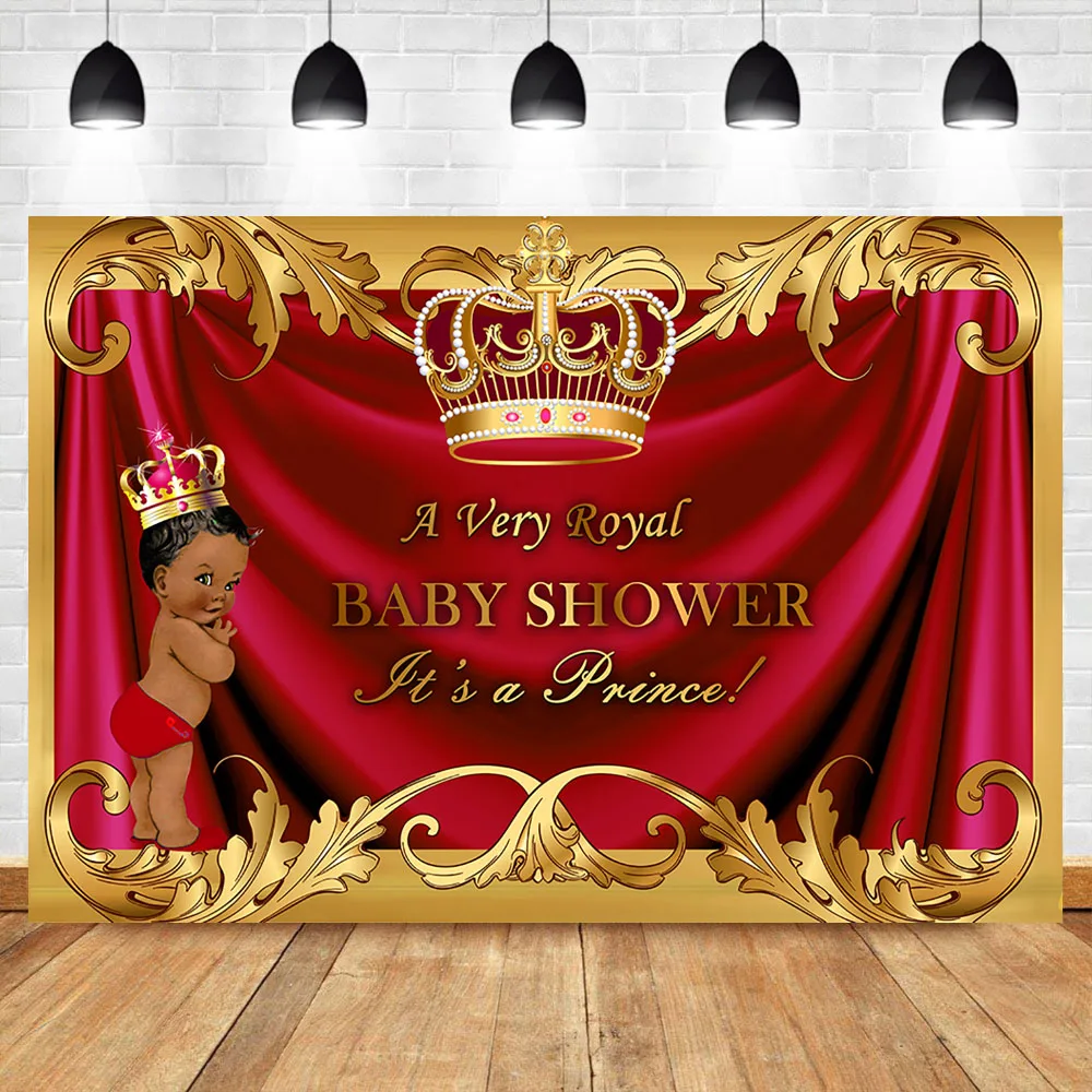 NeoBack Royal Boy Baby Shower фон для фотосъемки с золотой короной черная кожа принц красная