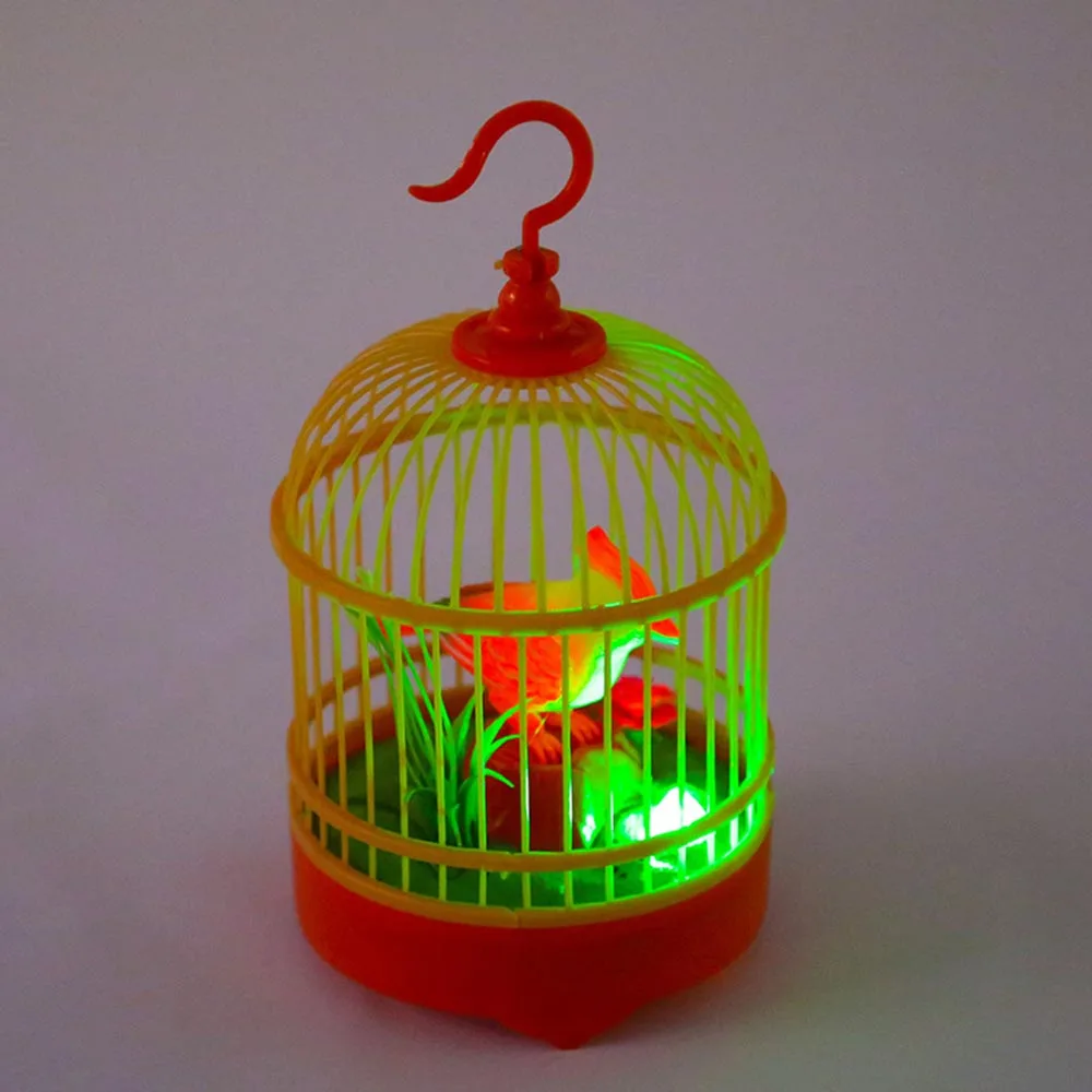 Электронная птица пение Chirping игрушка в клетке дети Голосовое управление