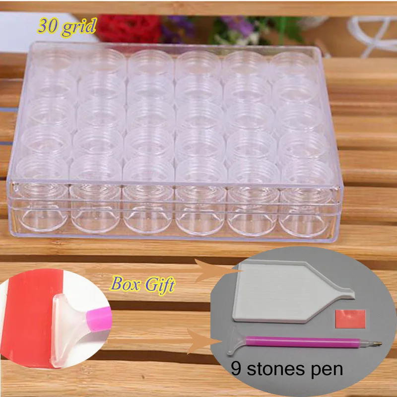 

Modern Style Plastic diamond Storage Boxes 30 Girds/Box Transparent Organizer Articles for Daily Use diamond Embroidery tools