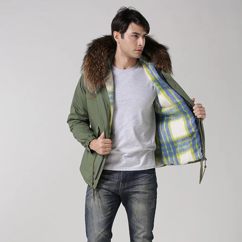 

Free shipping faux fur lining Male winter coat