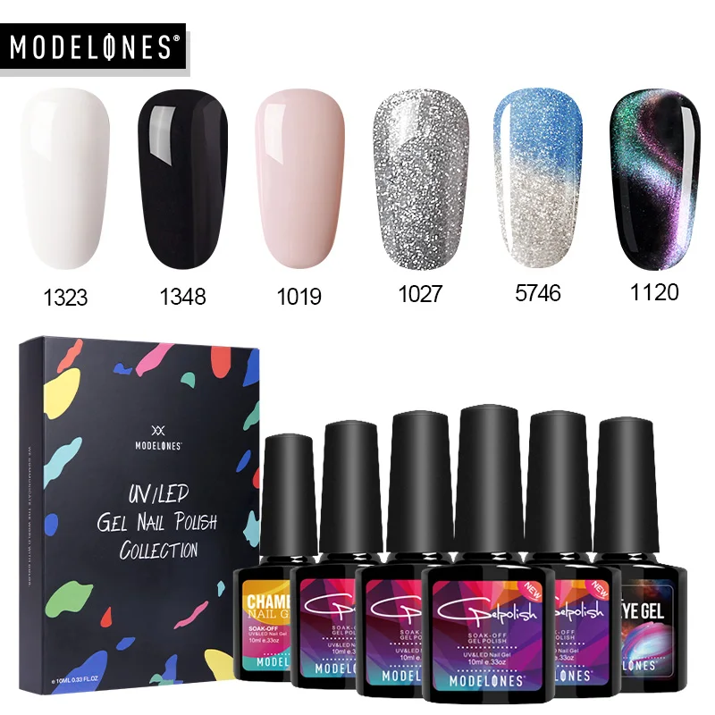 

Modelones 6Pcs/Lot UV Nail Gel Polish Set DIY Nail Design Glitter Led Semi Permanent Gel Lacquer Chameleon UV Nail Hybrid Enamel