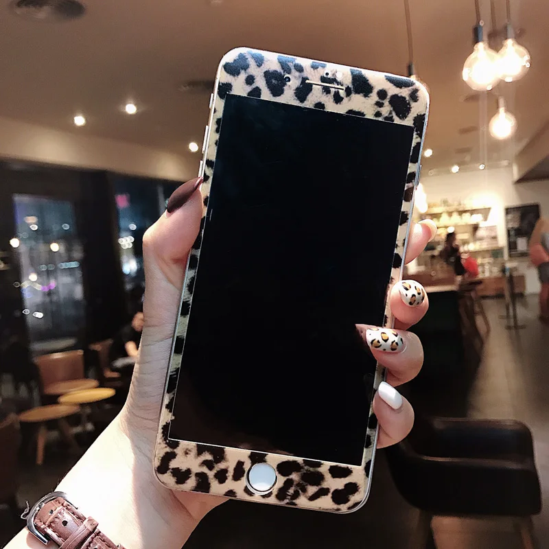 For iPhone XS Leopard case + Tempered Glass Screen protector film &amp Soft Cover for 8plus 7 8 7P XR X Max 6 6S 6SPlus |