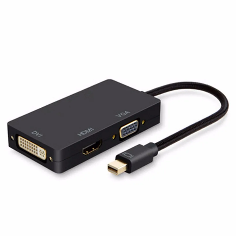 Адаптер Mini DisplayPort (совместимый с Thunderbolt 1/2) на HDMI VGA DVI 3 в 1 кабель конвертер для MacBook