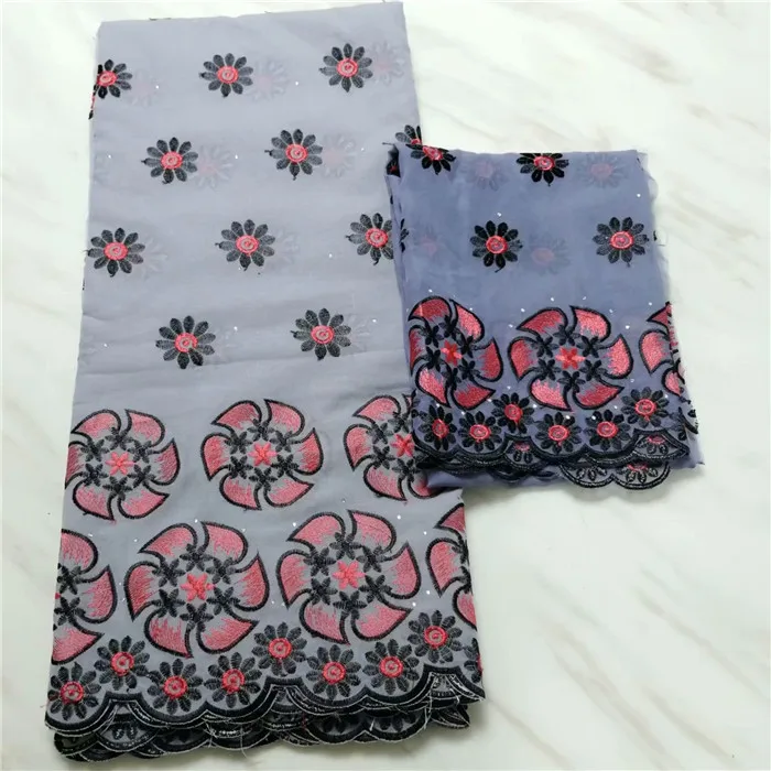 Elegant embroidery party dress lace set African cotton fabric and 2Y Swiss voile scarf material ECV10(5+2y) | Дом и сад