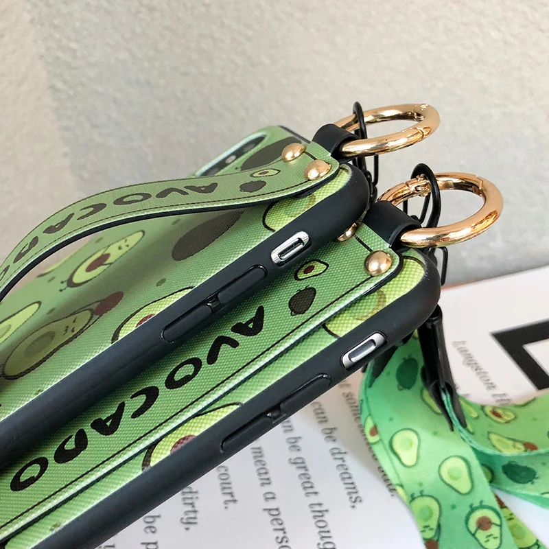 SoCouple чехол для телефона для iphone XR X Xs max 11 Pro Max 7 8 6 6s plus фрукты авокадо Мягкий ТПУ шейный ремешок для запястья чехол
