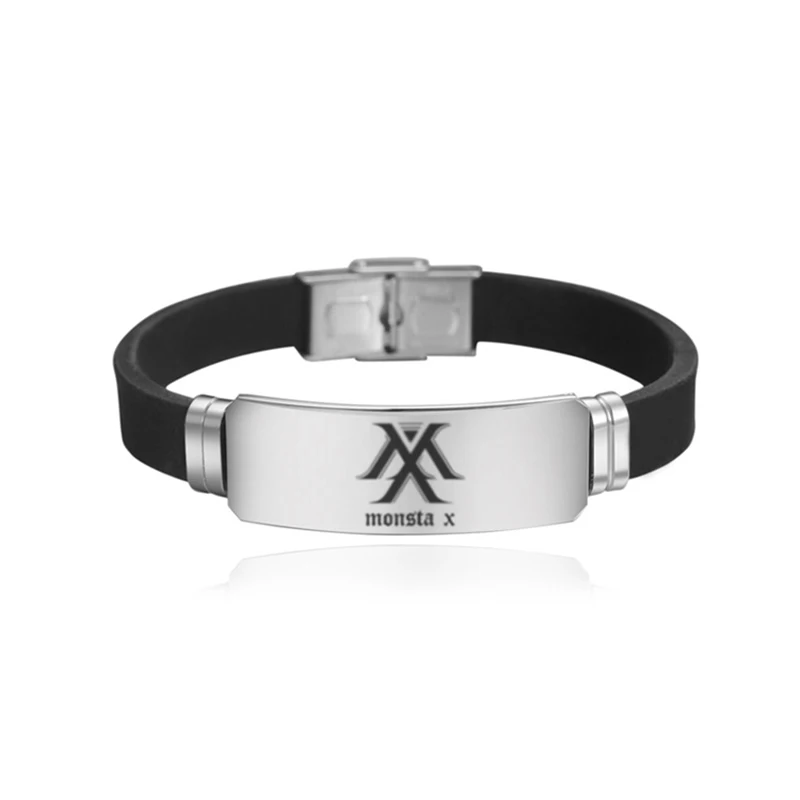 Kpop Monsta X браслет, музыкальный браслет, браслет из нержавеющей стали, силиконовые браслеты для фанатов, подарок